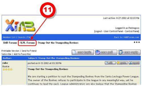 (11) If you want to go back to the list of other forums, or subjects, click on "SLPL Forums."